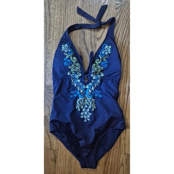 Laundry by Shelli Segal Embroidered One-piece Bathingsuit Women's Size Medium - Picture 1 of 3
